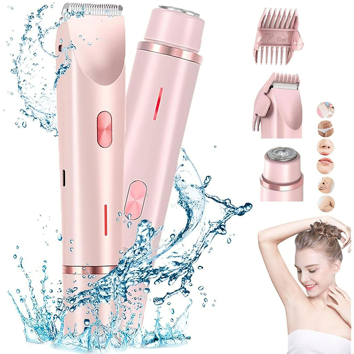 Electric women's hair removal device, rechargeable, wet and dry dual-use, face and body shaver